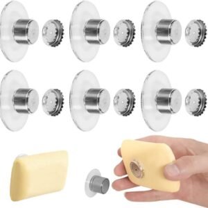 6 pieces magnetic soap holder - Magnetic soap holders with suction cup - Magnetic shower soap holder - Stainless steel wall bracket - No drilling required - Bathroom kitchen toilet - 40X26MM