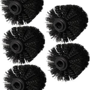 Toilet Brush Head - 5 Pieces - Loose Brush Head for Toilet Brush - Plastic - Loose Toilet Brush Head - Brush Head Set for Toilet Brush - Universal - Thread 12 mm - Suitable for Bathrooms - 80*100mm - Black