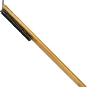 Pizza Stone Cleaning Brush - 57.5cm - Pizza Oven Brush - Barbecue Grill Cleaning Tool with Wooden Handle - Kitchen Oven Accessories - Portable Brush - With Scraper - Outdoor Pizza Oven Accessories