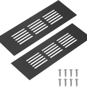 Air Grilles - 2 Pieces - Skirting Board Ventilation Grille - Aluminum Alloy - With Screws - Ventilation Covers - Heat Dissipation - Ventilation Holes - Ventilation Hood - Suitable for Kitchen, Bathroom, Wardrobe, Cabinet, Shoe Cabinet - 150*50mm - Black