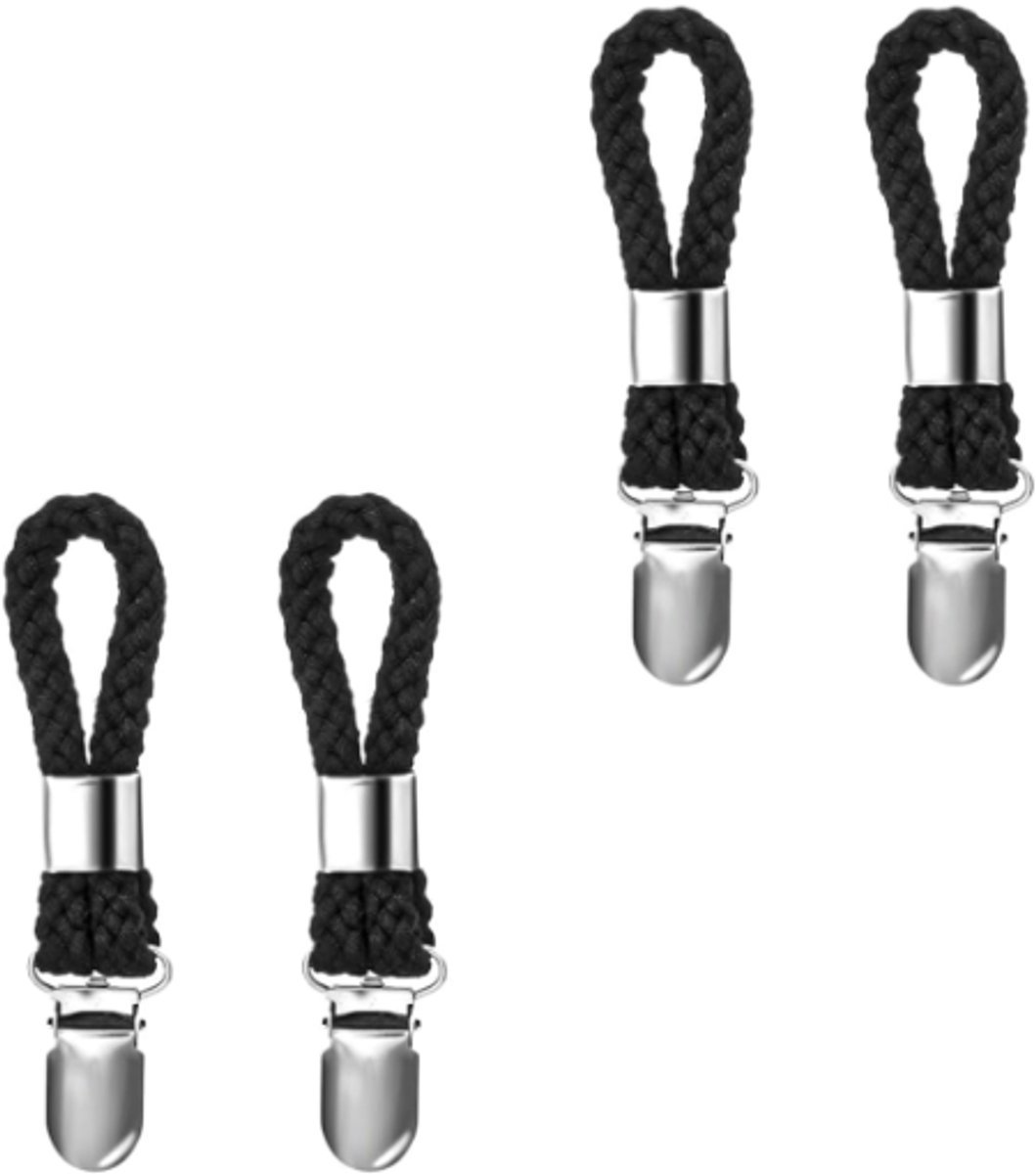 4 pieces - Towel clip - Towel rack - Kitchen towel clips - 11.5*2.3 cm - Black - Multifunctional clips - Suitable for home cupboards and bathrooms - Towel clip made of cotton rope - V1188-NK-BOL-351 4 pieces - Towel clip - Towel rack - Kitchen towel clips - 11.5*2.3 cm - Black - Multifunctional clips - Suitable for home cupboards and bathrooms - Towel clip made of cotton rope
