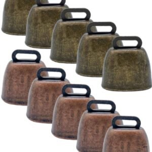 10 Pieces - Cowbell - Cowbells - Decorative Cowbells - Farm - Bell - Grazing Cowbell - Metal Cow Bell Bells - Goat Bell - Animal Gift - Bronze*5+red bronze*5 - Metal - 35*37mm