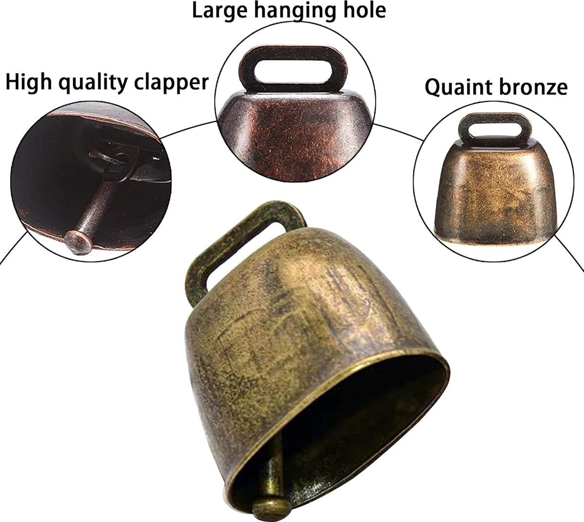 10 Pieces - Cowbell - Cowbells - Decorative Cowbells - Farm - Bell - Grazing Cowbell - Metal Cow Bell Bells - Goat Bell - Animal Gift - Bronze*5+red bronze*5 - Metal - 35*37mm - V1188-NK-BOL-584 10 Pieces - Cowbell - Cowbells - Decorative Cowbells - Farm - Bell - Grazing Cowbell - Metal Cow Bell Bells - Goat Bell - Animal Gift - Bronze*5+red bronze*5 - Metal - 35*37mm - Image 2