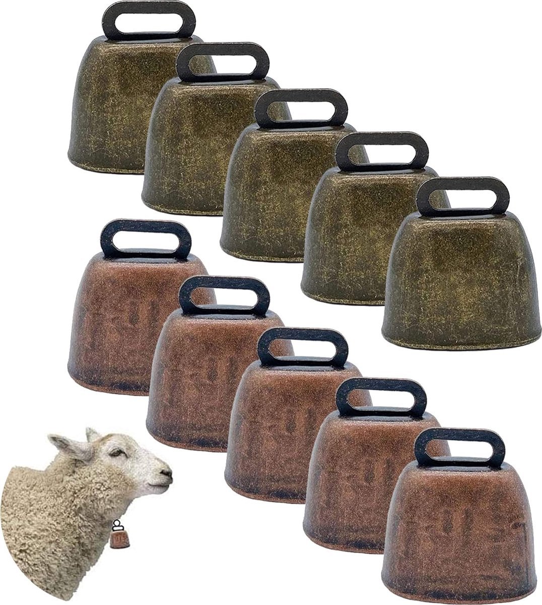 10 Pieces - Cowbell - Cowbells - Decorative Cowbells - Farm - Bell - Grazing Cowbell - Metal Cow Bell Bells - Goat Bell - Animal Gift - Bronze*5+red bronze*5 - Metal - 35*37mm - V1188-NK-BOL-584 10 Pieces - Cowbell - Cowbells - Decorative Cowbells - Farm - Bell - Grazing Cowbell - Metal Cow Bell Bells - Goat Bell - Animal Gift - Bronze*5+red bronze*5 - Metal - 35*37mm - Image 6
