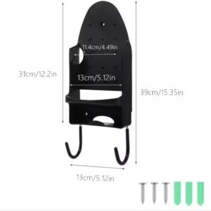 Ironing board holder - Hanging system for your ironing board AND iron - simple ironing board holder - black - plastic - Ironing board holder - Wall-mounted ironing board holder
