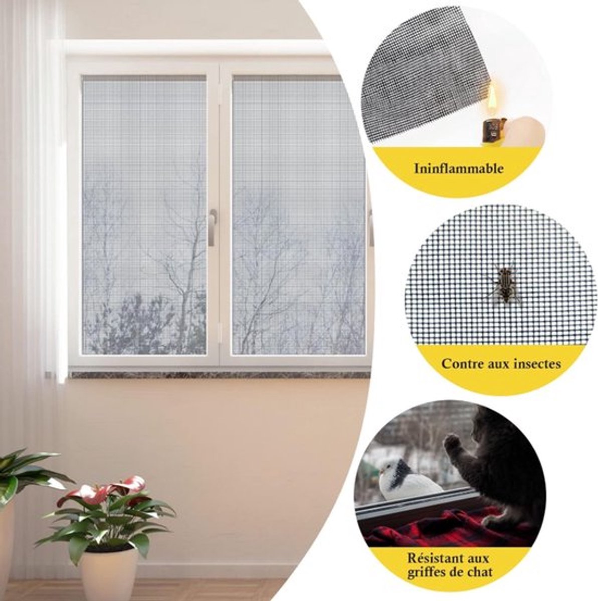 1 piece - Window screen 120 x 250 cm - White - Mesh - Universal Window Screen - Custom-made screen mesh - Make your own screen - Anti-mosquito - Insect screen - Door screen - V1188-NK-BOL-99 1 piece - Window screen 120 x 250 cm - White - Mesh - Universal Window Screen - Custom-made screen mesh - Make your own screen - Anti-mosquito - Insect screen - Door screen - Image 3