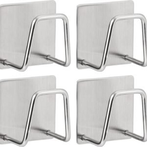 Storage Rack - Sponge Rack - Self-Adhesive - Waterproof - Stainless Steel Sponge Rack for the Sink - Sink Organizer - Dishcloth Holder - Suitable for Smooth Tiles, Painted Walls and Mirrors - Pack of 4 - Silver