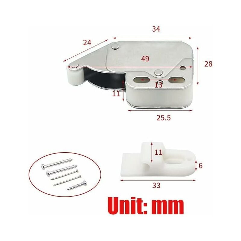 Mini Latches with Spring, 6 Pcs Cabinet Locks Compatible with Kitchen Cabinet Door - V1188-SUL51-09830-1 Mini Latches with Spring, 6 Pcs Cabinet Locks Compatible with Kitchen Cabinet Door - Image 2