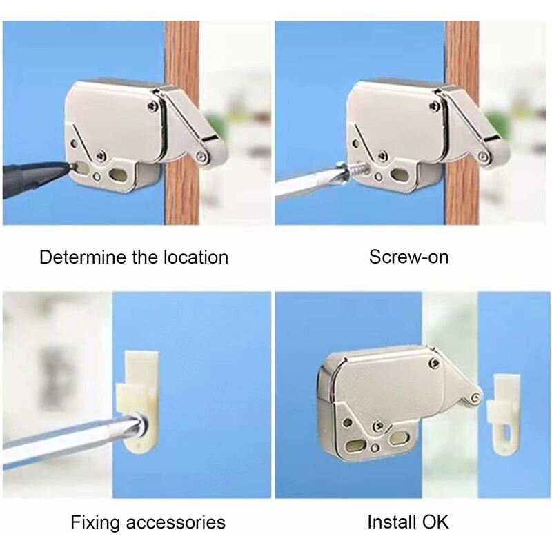 Mini Latches with Spring, 6 Pcs Cabinet Locks Compatible with Kitchen Cabinet Door - V1188-SUL51-09830-1 Mini Latches with Spring, 6 Pcs Cabinet Locks Compatible with Kitchen Cabinet Door - Image 4