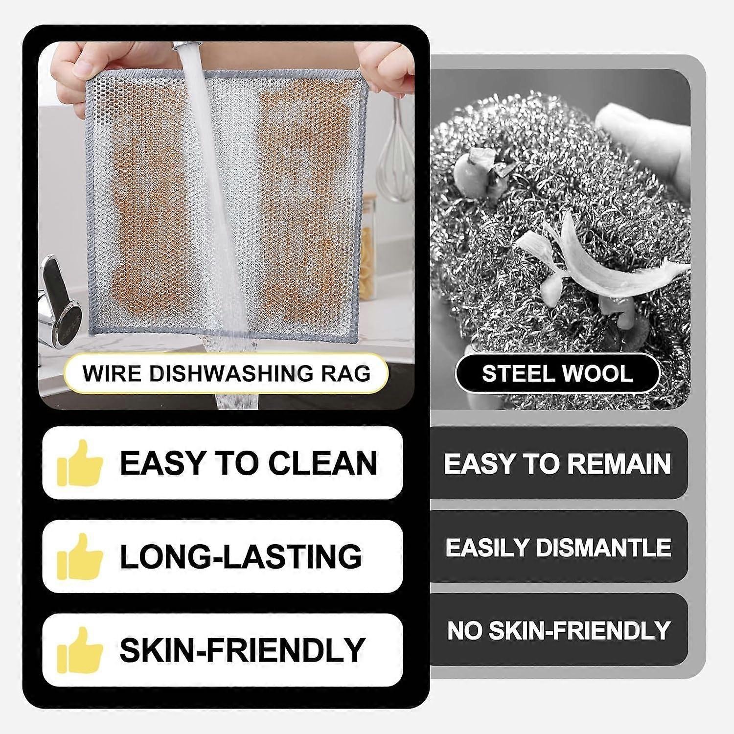 6-Pack Multifunctional Double Layer Steel Wire Dish Cloths - V1188-TR101-48617-1 6-Pack Multifunctional Double Layer Steel Wire Dish Cloths - Image 5