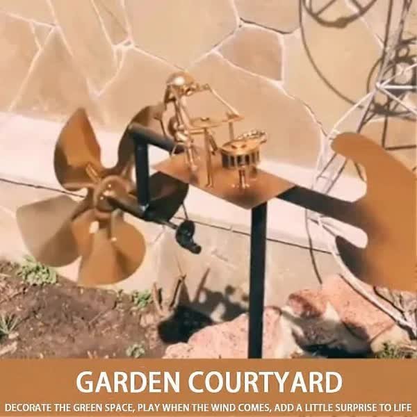 Compatible with Yard Lawn, Drummer Weather Vane Handmade Metal Garden Decoration Statue, Rock Art Wind Spinner - V1188-TSCJ-63256 Compatible with Yard Lawn, Drummer Weather Vane Handmade Metal Garden Decoration Statue, Rock Art Wind Spinner - Image 3