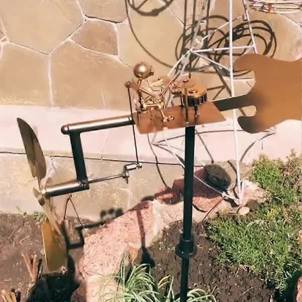 Compatible with Yard Lawn, Drummer Weather Vane Handmade Metal Garden Decoration Statue, Rock Art Wind Spinner - V1188-TSCJ-63256 Compatible with Yard Lawn, Drummer Weather Vane Handmade Metal Garden Decoration Statue, Rock Art Wind Spinner - Image 4