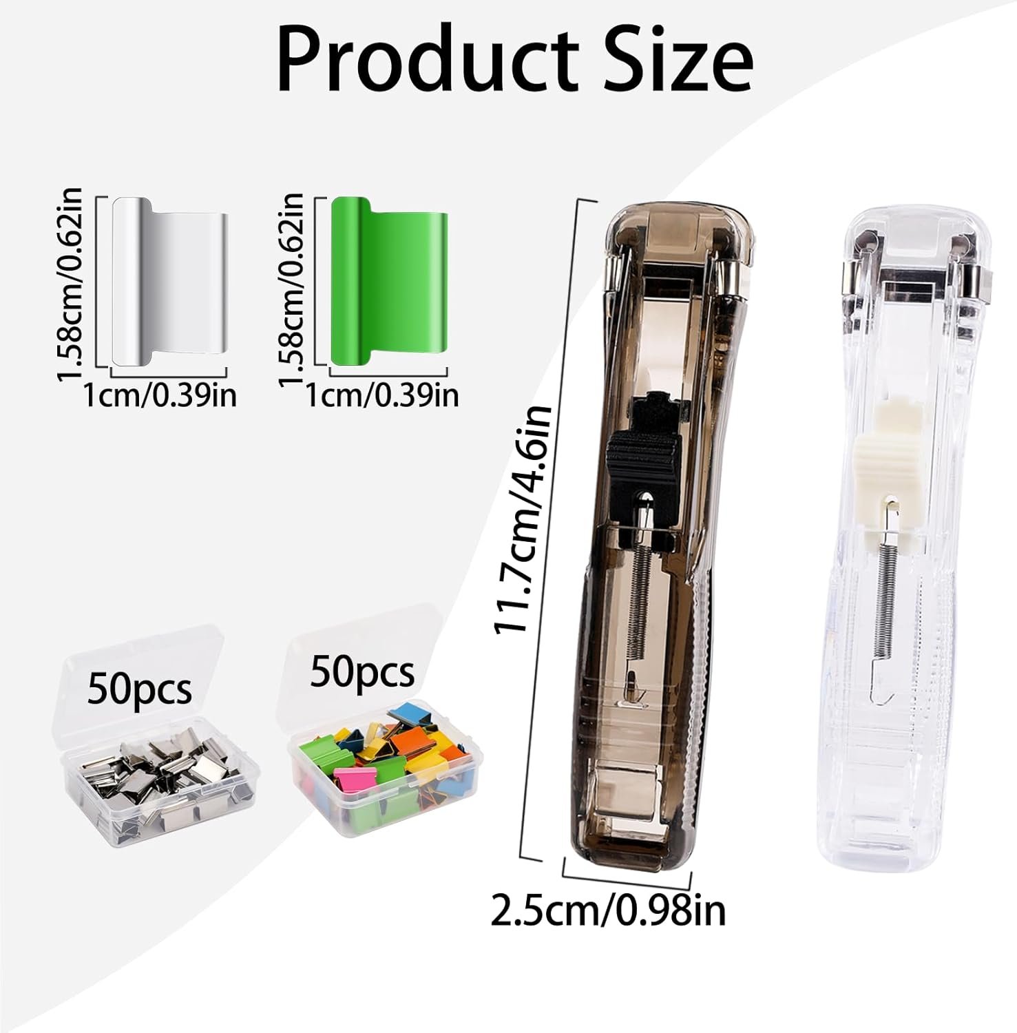 2 Pcs Portable Handheld Paper Clam Clip Dispenser Paper Clam Clip Dispenser with 100 Pcs Paper Clam Clip Refills Mini Push Stapler Paper Cip Dispenser Paper Clamps for Fixing Paper Documents - V1188-WTJ-TLK-0581 2 Pcs Portable Handheld Paper Clam Clip Dispenser Paper Clam Clip Dispenser with 100 Pcs Paper Clam Clip Refills Mini Push Stapler Paper Cip Dispenser Paper Clamps for Fixing Paper Documents - Image 2