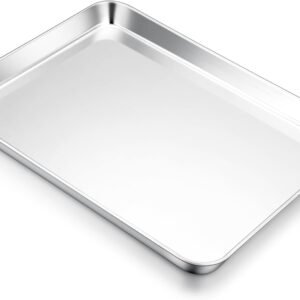 Cookie Sheet for Baking, 18”x13” Stainless Steel Baking Sheet Pan for Oven, Large Non Toxic Metal Baking Tray for Cake Cookies, Healthy & Rust Free, Mirror Finish & Dishwasher Safe, 1 Pack