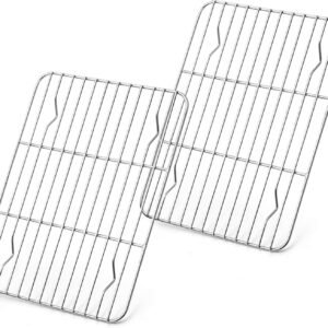 Small Baking Rack Set of 2, Stainless Steel Metal Roasting Cooking Racks, Size – 8.6"x6.2", Non Toxic & Rust Free, Fit for Small Toaster Oven, Dishwasher Safe