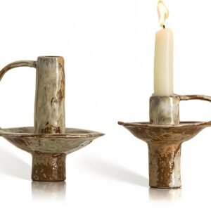 Taper Candle Holders, Vintage Ceramic Pillar Brass Candle Holder, Handmade Candlesticks Holders, Candle Sticks Holder Decor 7/8" ID Set of 2