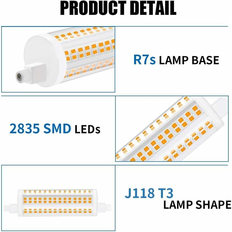 R7s Dimmable LED Bulb 20W 118mm Daylight 4000K 2200lm 2pcs Equivalent to 200W Halogen Energy Class A+ - V1188-ZX-Y717-2077 R7s Dimmable LED Bulb 20W 118mm Daylight 4000K 2200lm 2pcs Equivalent to 200W Halogen Energy Class A+ - Image 4