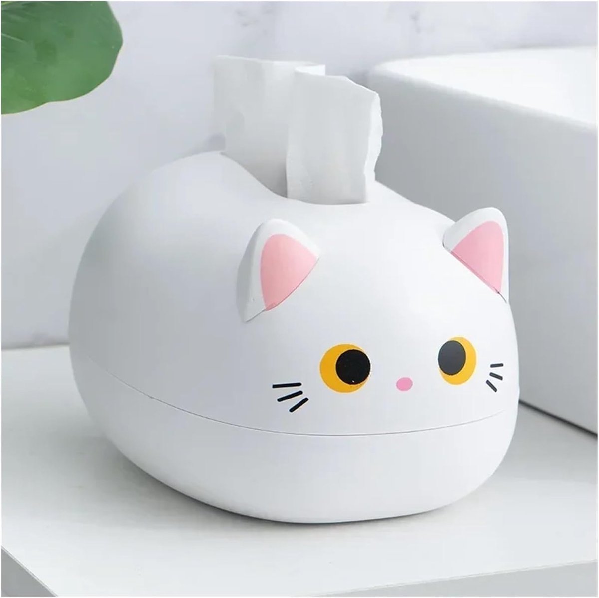 Tissue Box - Tissue Box Organizer with Cat Print - Napkin Holder for the Living Room - Tissue Box for the Kitchen - Toilet Paper Holder for the Bathroom (White,22*16*13cm)