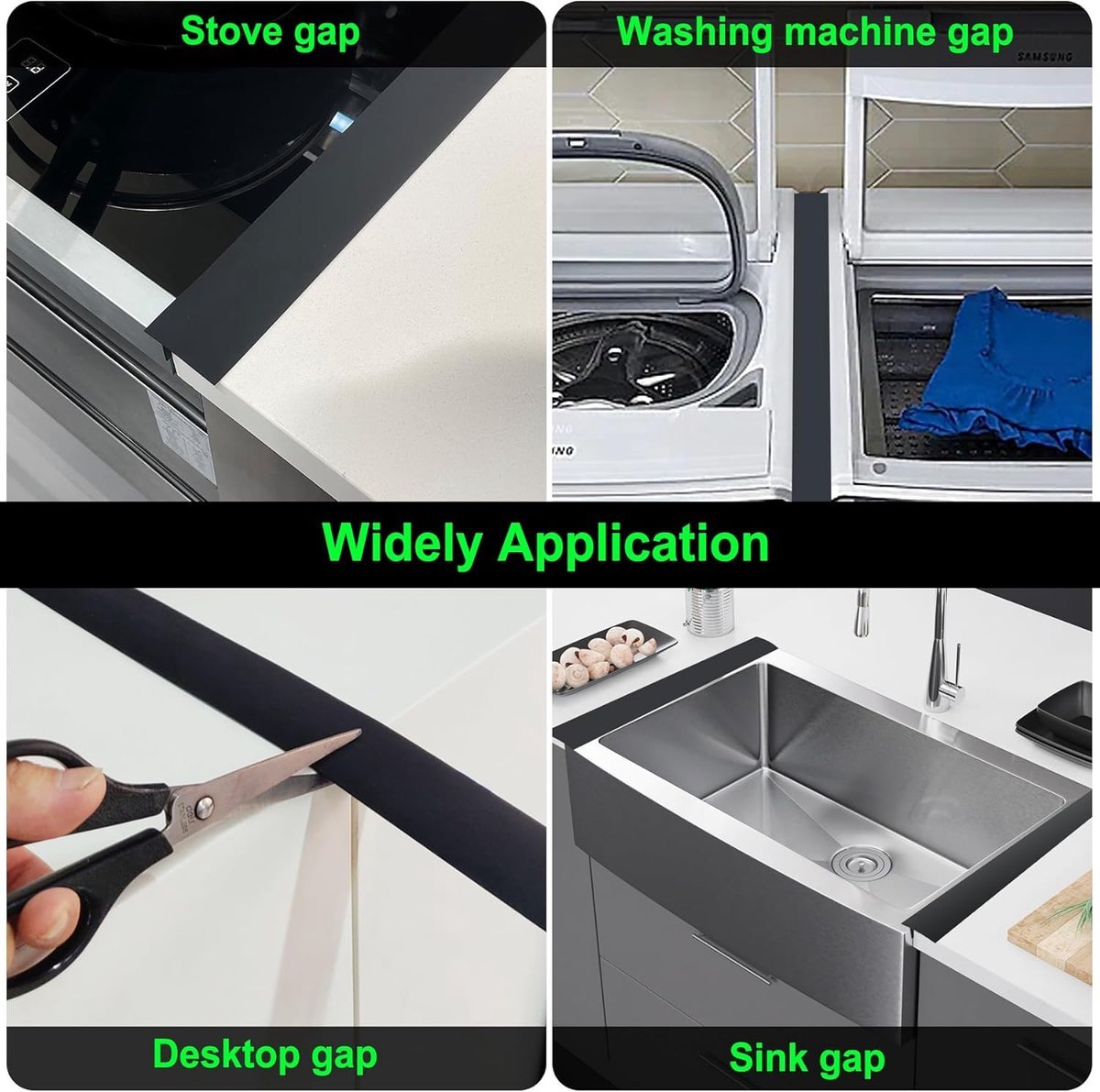 Sealing Strip for Hobs - Silicone Sealing Strip - Gap Filler Strip - Seals gaps between kitchen countertops, appliances, stoves, ovens, washing machines and dryers - Set of 2 (White) - V1188-ZXY-10111 Sealing Strip for Hobs - Silicone Sealing Strip - Gap Filler Strip - Seals gaps between kitchen countertops, appliances, stoves, ovens, washing machines and dryers - Set of 2 (White) - Image 6