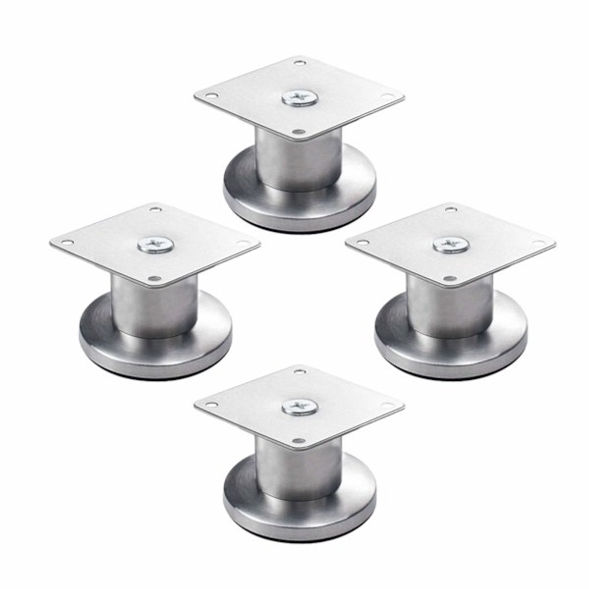 Adjustable Cabinet Legs - 4 Adjustable Furniture Legs Made of Stainless Steel (Silver) (3.8cm)