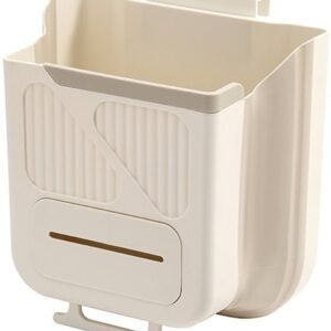 Waste Bin - Hanging Waste Bin - Foldable Waste Bin - Capacity: 7 Liters - Space-Saving Design - Suitable for Kitchens, Cabinet Doors, Bathrooms, Campers, Cars and Camping (White)