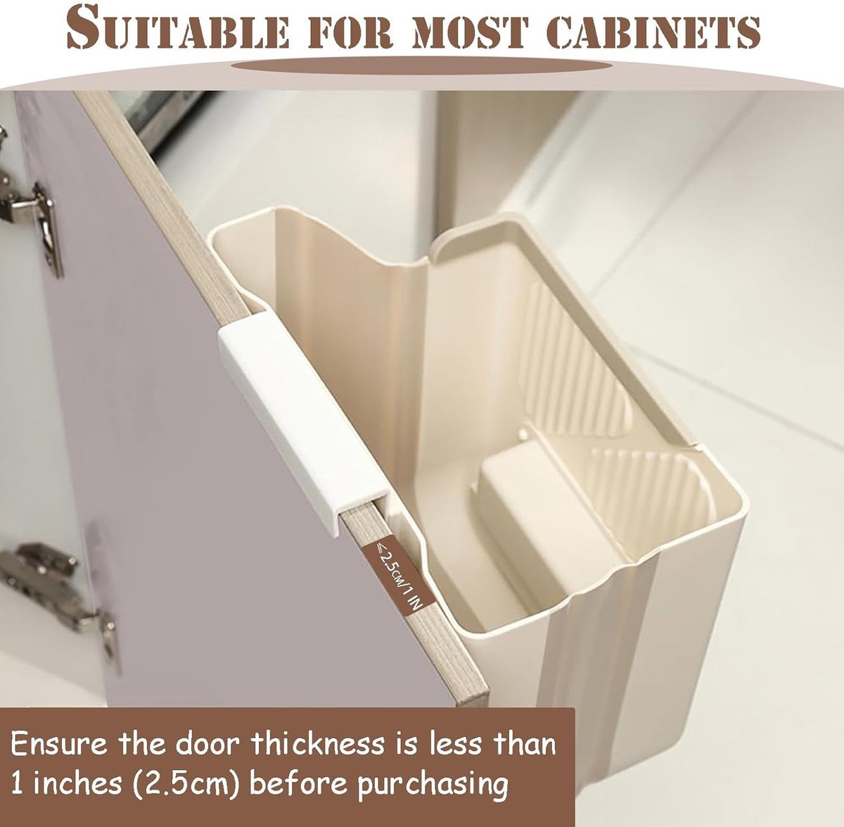 Waste Bin - Hanging Waste Bin - Foldable Waste Bin - Capacity: 7 Liters - Space-Saving Design - Suitable for Kitchens, Cabinet Doors, Bathrooms, Campers, Cars and Camping (White) - V1188-ZXY-10324 Waste Bin - Hanging Waste Bin - Foldable Waste Bin - Capacity: 7 Liters - Space-Saving Design - Suitable for Kitchens, Cabinet Doors, Bathrooms, Campers, Cars and Camping (White) - Image 5