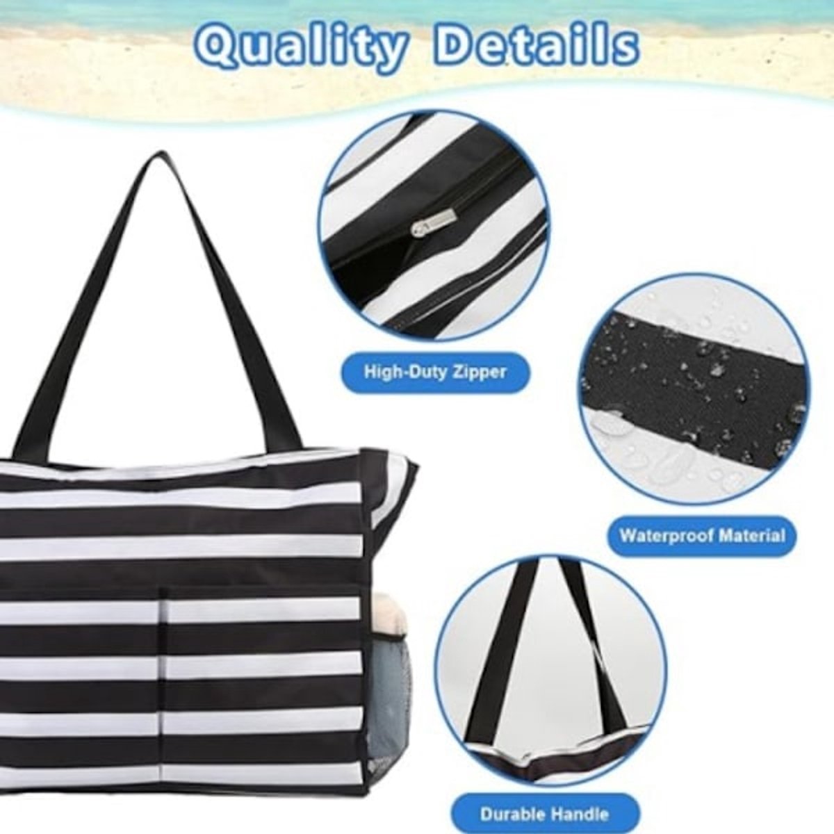 Beach Bag - Waterproof Foldable Beach Bag - Large - Foldable - Women's Beach Bag - Large Capacity - Portable Storage Bag - V1188-ZXY-10385 Beach Bag - Waterproof Foldable Beach Bag - Large - Foldable - Women's Beach Bag - Large Capacity - Portable Storage Bag - Image 2