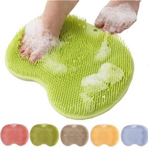 Shower Mat - Non-Slip Bath Mat - Foot Cleansing Pad, Back Scrub Pad, Exfoliating Bath Scrub Pad, Non-Slip Wall Suction Cup - Suitable for Men and Women (Vegetable)