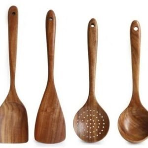Kitchen Utensils - Wooden Kitchen Utensils - Cooking Utensil Set - Wooden Spatula - Spatulas - Ladles - 4-Piece Set - Hangable - Scratch-resistant, high-temperature resistant