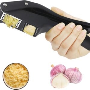 2-in-1 Garlic Press - Stainless Steel Garlic Press - Kitchen Garlic Press - Ginger Press - Non-slip - Easy to Clean (Black)