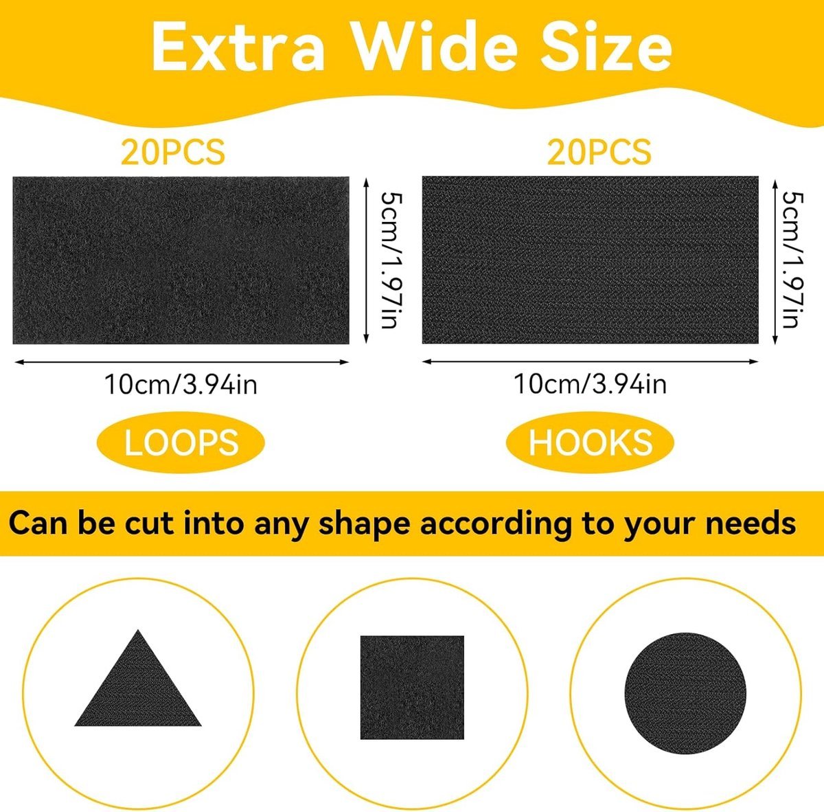 Self-adhesive hook and loop tape - 20 sheets - 50 x 100 mm Self-adhesive hook and loop tape - Wide hook and loop adhesive pads - Ideal for sewing, DIY projects, office supplies and crafts - V1188-ZXY-10714 Self-adhesive hook and loop tape - 20 sheets - 50 x 100 mm Self-adhesive hook and loop tape - Wide hook and loop adhesive pads - Ideal for sewing, DIY projects, office supplies and crafts - Image 3