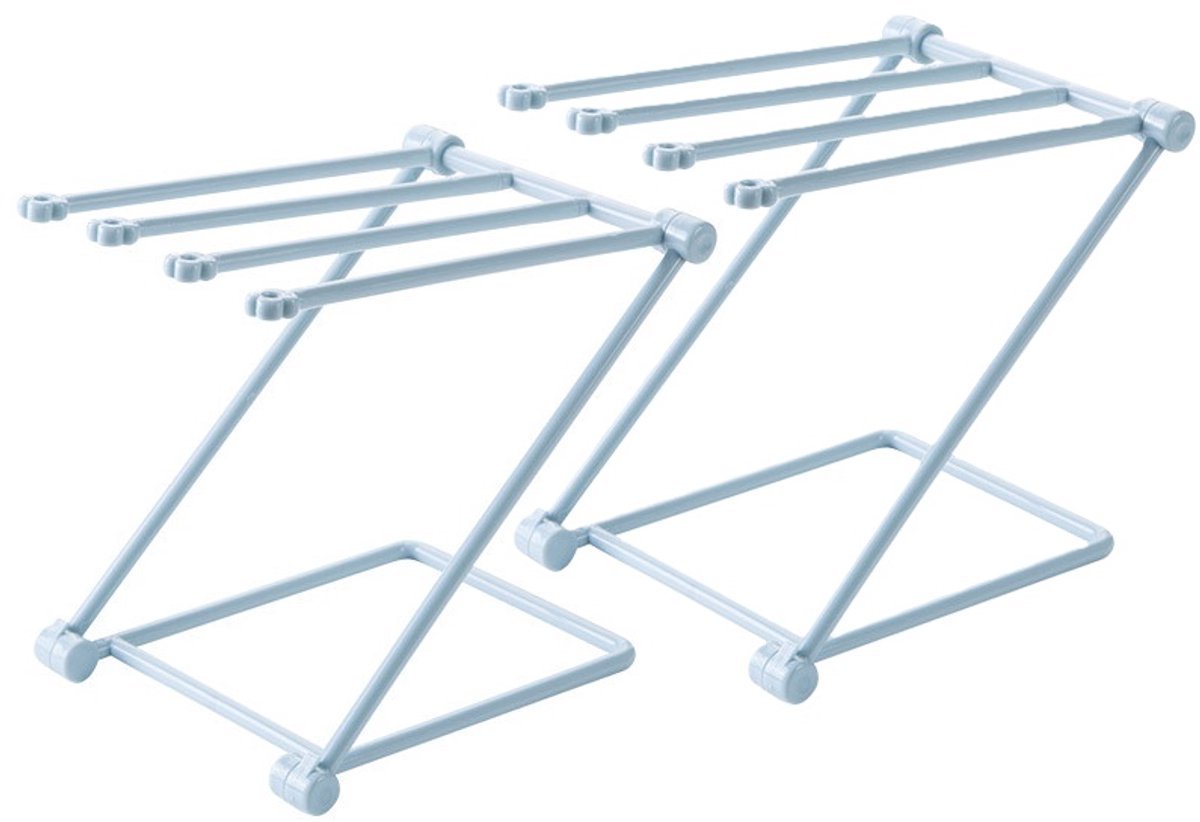 Storage Rack (Set of 2) - Kitchen Storage Rack - Space-Saving - Folding Rack - With 4 Supports, Corrosion-Resistant, Suitable for Storing Dishcloths, Cups and Baby Bottles - PP Material (Blue) - V1188-ZXY-10841 Storage Rack (Set of 2) - Kitchen Storage Rack - Space-Saving - Folding Rack - With 4 Supports, Corrosion-Resistant, Suitable for Storing Dishcloths, Cups and Baby Bottles - PP Material (Blue)