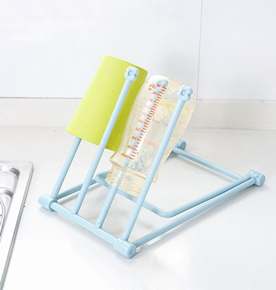 Storage Rack (Set of 2) - Kitchen Storage Rack - Space-Saving - Folding Rack - With 4 Supports, Corrosion-Resistant, Suitable for Storing Dishcloths, Cups and Baby Bottles - PP Material (Blue) - V1188-ZXY-10841 Storage Rack (Set of 2) - Kitchen Storage Rack - Space-Saving - Folding Rack - With 4 Supports, Corrosion-Resistant, Suitable for Storing Dishcloths, Cups and Baby Bottles - PP Material (Blue) - Image 3