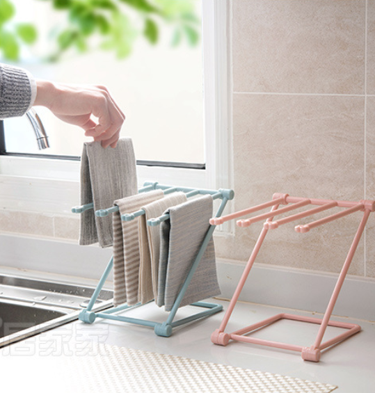 Storage Rack (Set of 2) - Kitchen Storage Rack - Space-Saving - Folding Rack - With 4 Supports, Corrosion-Resistant, Suitable for Storing Dishcloths, Cups and Baby Bottles - PP Material (Blue) - V1188-ZXY-10841 Storage Rack (Set of 2) - Kitchen Storage Rack - Space-Saving - Folding Rack - With 4 Supports, Corrosion-Resistant, Suitable for Storing Dishcloths, Cups and Baby Bottles - PP Material (Blue) - Image 4