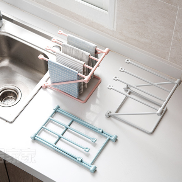 Storage Rack (Set of 2) - Kitchen Storage Rack - Space-Saving - Folding Rack - With 4 Supports, Corrosion-Resistant, Suitable for Storing Dishcloths, Cups and Baby Bottles - PP Material (Blue) - V1188-ZXY-10841 Storage Rack (Set of 2) - Kitchen Storage Rack - Space-Saving - Folding Rack - With 4 Supports, Corrosion-Resistant, Suitable for Storing Dishcloths, Cups and Baby Bottles - PP Material (Blue) - Image 5