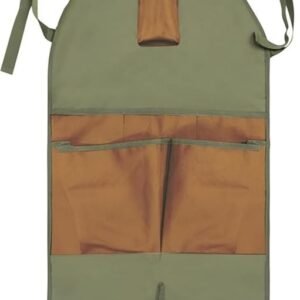 Garden Apron - Men's Apron - Harvest Apron with Pockets - Waterproof - Adjustable, Knee-Reinforced - Suitable for Mowing and Grass Trimming (Green + Brown)