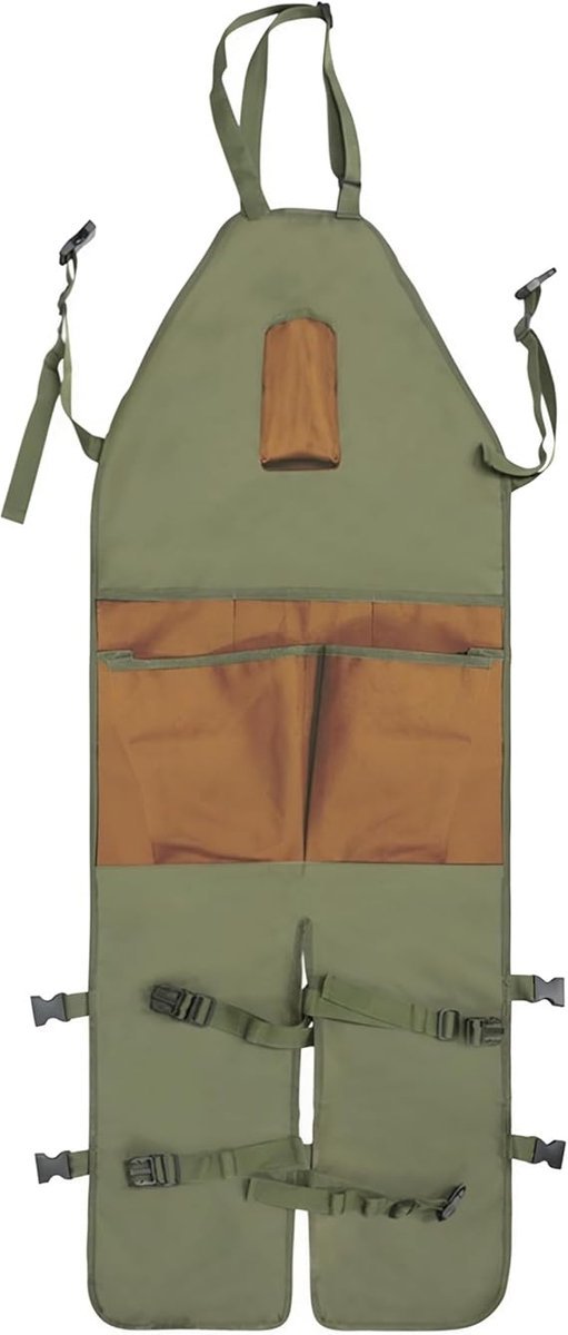 Garden Apron - Men's Apron - Harvest Apron with Pockets - Waterproof - Adjustable, Knee-Reinforced - Suitable for Mowing and Grass Trimming (Green + Brown) - V1188-ZXY-131-679 Garden Apron - Men's Apron - Harvest Apron with Pockets - Waterproof - Adjustable, Knee-Reinforced - Suitable for Mowing and Grass Trimming (Green + Brown)