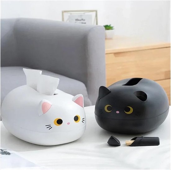 Tissue Box - Tissue Box Organizer with Cat Print - Napkin Holder for the Living Room - Tissue Box for the Kitchen - Toilet Paper Holder for the Bathroom (Black,22*16*13cm) - V1188-ZXY-131-714 Tissue Box - Tissue Box Organizer with Cat Print - Napkin Holder for the Living Room - Tissue Box for the Kitchen - Toilet Paper Holder for the Bathroom (Black,22*16*13cm) - Image 2