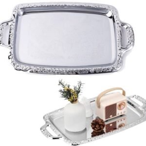 Tray - Stainless steel tray - Snack and fruit bowl for the desk - Rectangular storage tray - Suitable for footstools, coffee tables and rectangular stainless steel trays