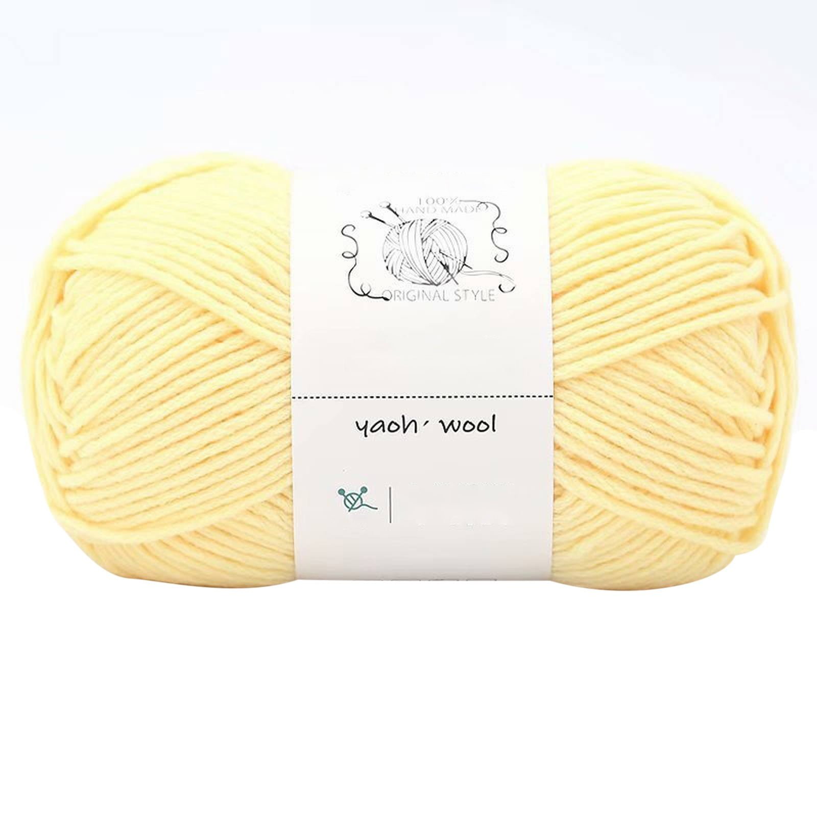 LGCASL Hand-Knitted Yarn #2 Pure White , 1Pc100G Hand Woven Cotton Yarn Soft Crochet Yarn for Hand Knitting Warm Sweater Sofa Cushion Scarf Diy Light yellow