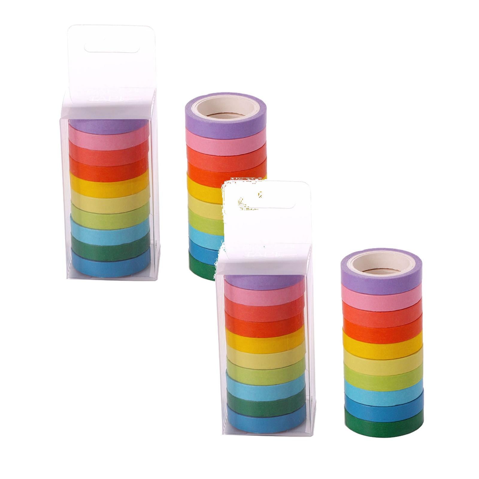 10 Rolls Washi Tape Set Colored Masking Tape Pack Decorative Thin Tapes Children and Gifts Warpping (10MM), 0.93Inches 0.93" Multicolor*20
