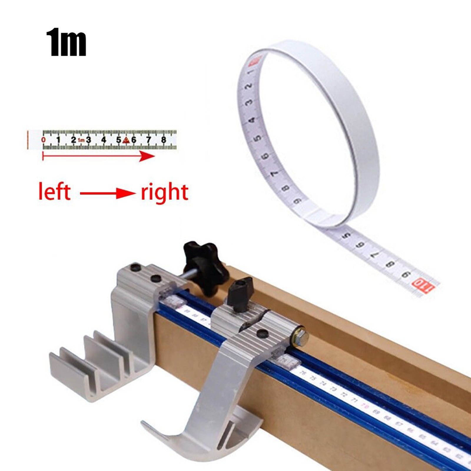 1 Pack 1/2/3/5 M Self-Adhesive Measuring Tape, Peel and Stick Tape Measure, Imperial and Metric Scales, Left-Right Reading Ruler Tape for Workbench, Table Saw, Drafting Table, White(1M) 1M
