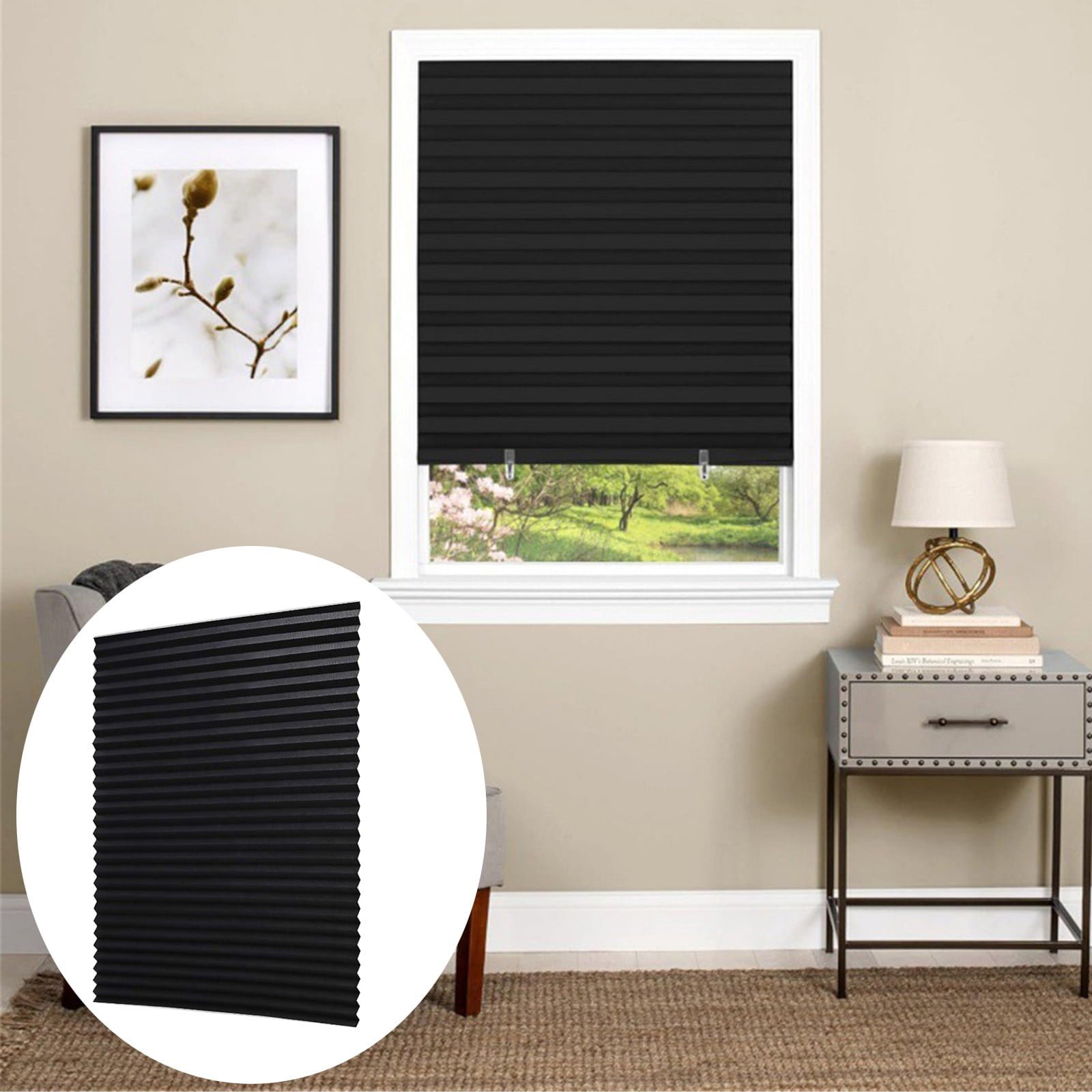 Window Blinds Cordless Blackout, No Drill Cut to Size Clip On Stick On Self Adhesive Temporary Blinds Pleated Paper Blinds Fits Blinds Window Roller for Bathroom Kitchen Living Room(Black90x150cm) Black90x180cm - V1189-LWWAL-20260401-06620 Window Blinds Cordless Blackout, No Drill Cut to Size Clip On Stick On Self Adhesive Temporary Blinds Pleated Paper Blinds Fits Blinds Window Roller for Bathroom Kitchen Living Room(Black90x150cm) Black90x180cm - Image 4