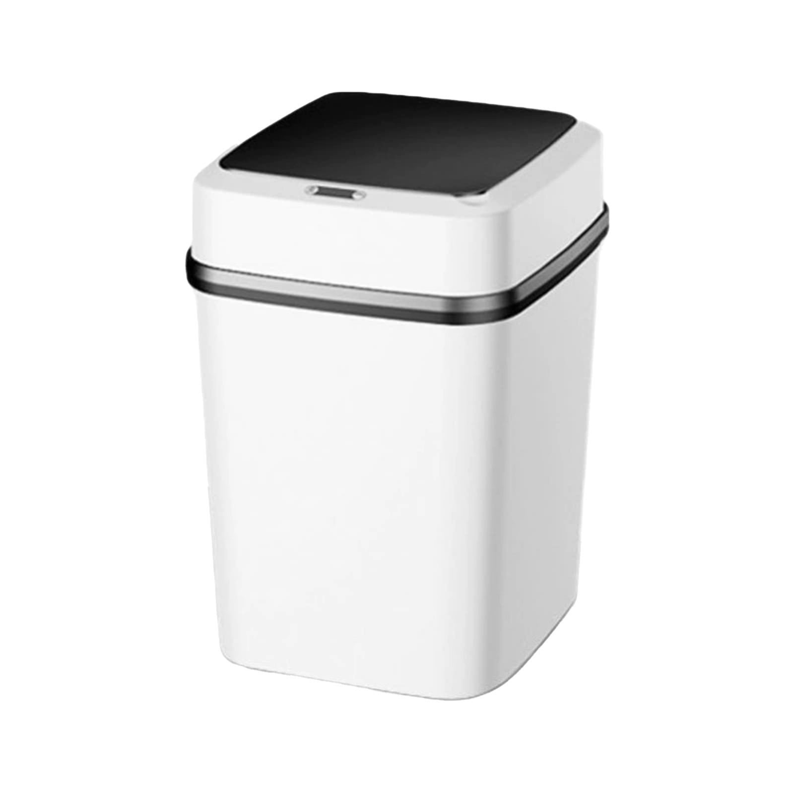 Smart Sensor Trash Can with Auto-Open Lid, Odor-Proof Sealed Design for Kitchen Bathroom Living Room, Long Battery Life and Hands-Free Operation, Modern Automatic Garbage Bin for Home Use White