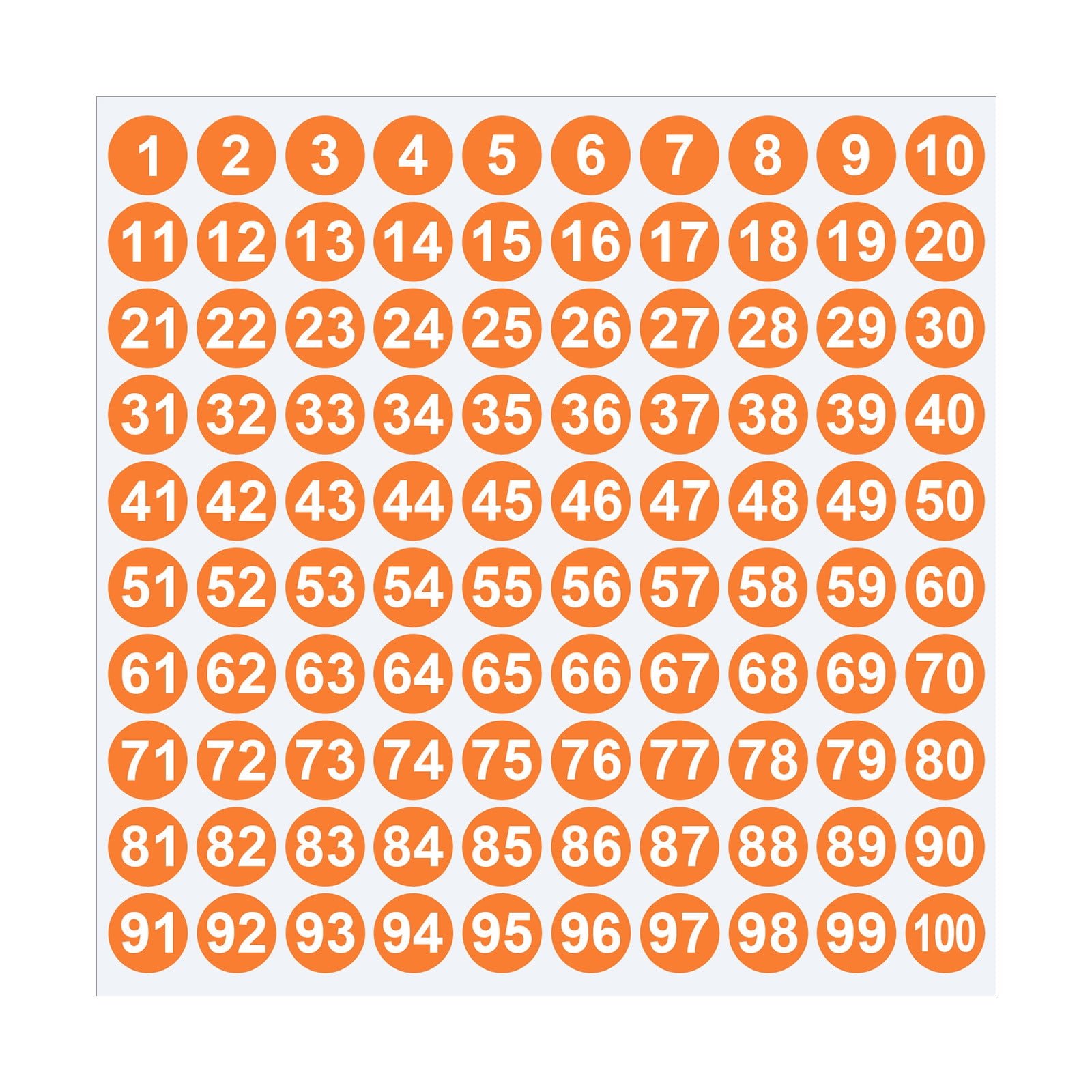 1 Inch Round Number Stickers,1-100 Multi-Color Self-Adhesive Labels for Mailbox,Scrapbook,and DIY Crafts,Easy to Peel and Stick on Various Surfaces,Durable Paper Material for Long-Lasting Use Orange