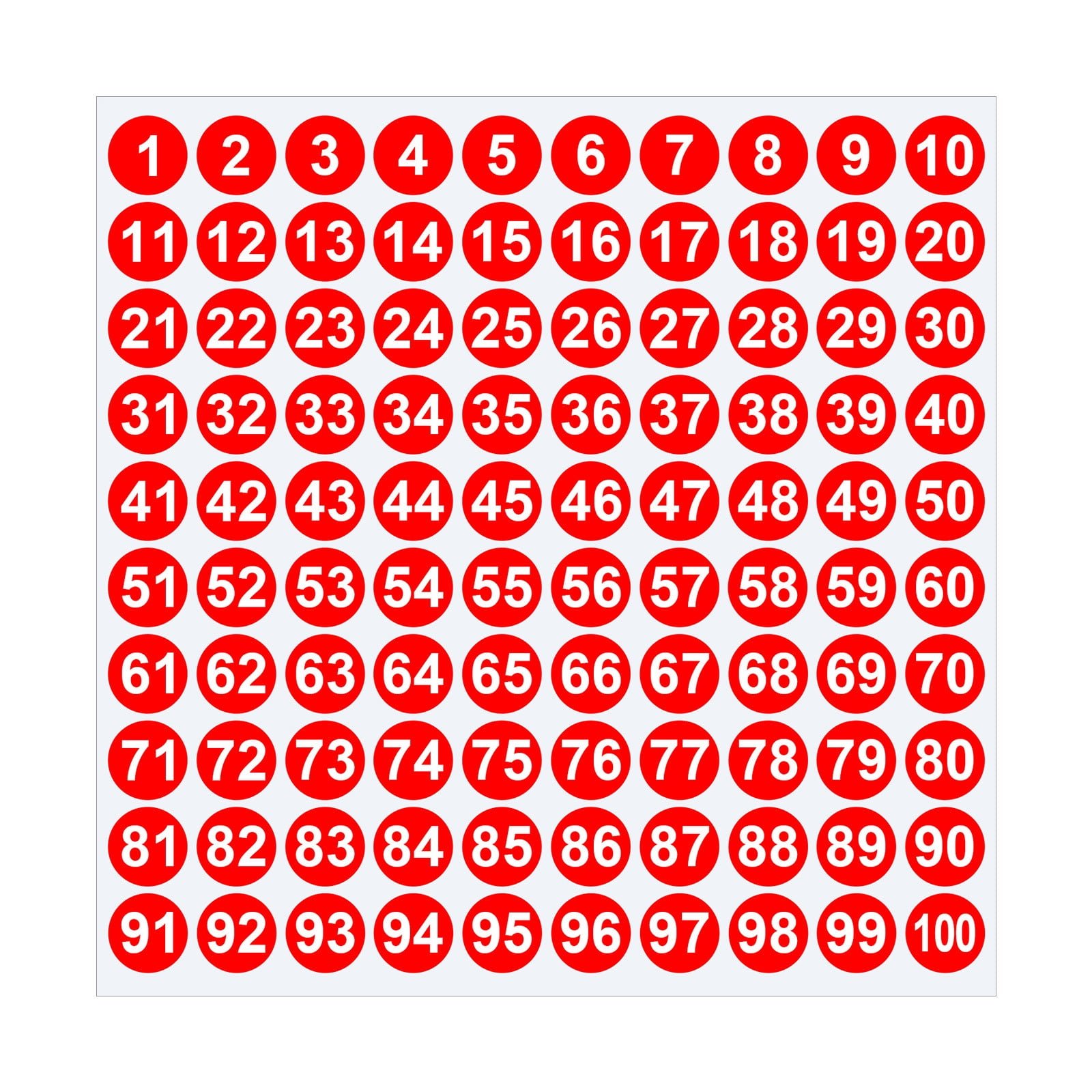 1 Inch Round Number Stickers,1-100 Multi-Color Self-Adhesive Labels for Mailbox,Scrapbook,and DIY Crafts,Easy to Peel and Stick on Various Surfaces,Durable Paper Material for Long-Lasting Use Red