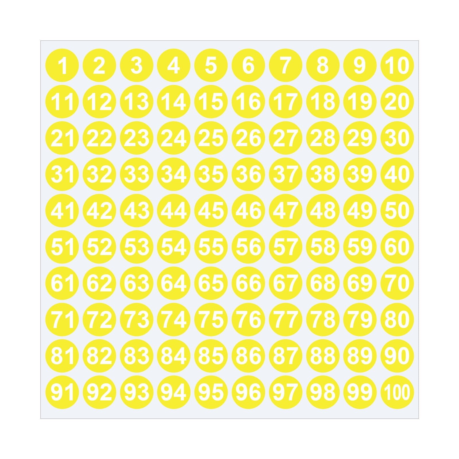 1 Inch Round Number Stickers,1-100 Multi-Color Self-Adhesive Labels for Mailbox,Scrapbook,and DIY Crafts,Easy to Peel and Stick on Various Surfaces,Durable Paper Material for Long-Lasting Use Yellow
