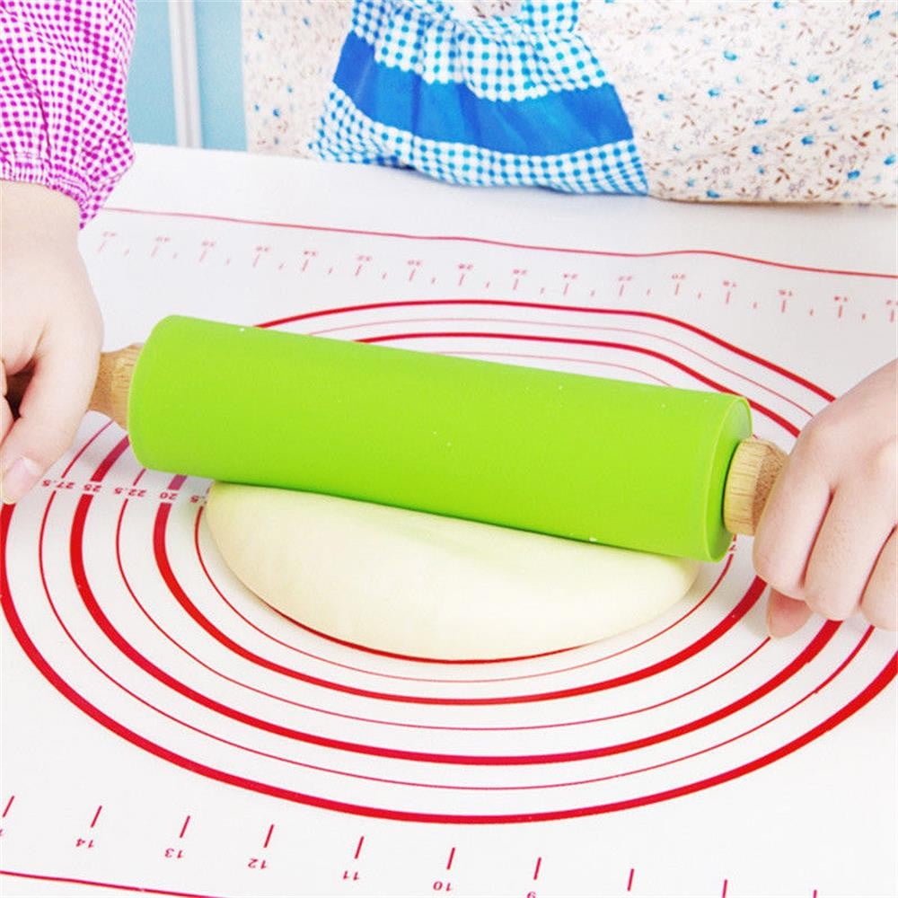 Mini Silicone Rolling Pin, Small Dough Roller with Wood Handle, Non-stick Rolling Pins with Handle, for Craft Kitchen Dough Cookie Pastry Fondant Cake, 1 Pcs, 8.86 Inches 8.86" Orange*1 - V1189-LWWAL-20260401-06832 Mini Silicone Rolling Pin, Small Dough Roller with Wood Handle, Non-stick Rolling Pins with Handle, for Craft Kitchen Dough Cookie Pastry Fondant Cake, 1 Pcs, 8.86 Inches 8.86" Orange*1 - Image 5