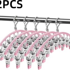 2 pieces - Clothes rack - sock clips - clothes hangers - storage accessories - suitable for drying socks and underwear - pink - 41*24.5 cm