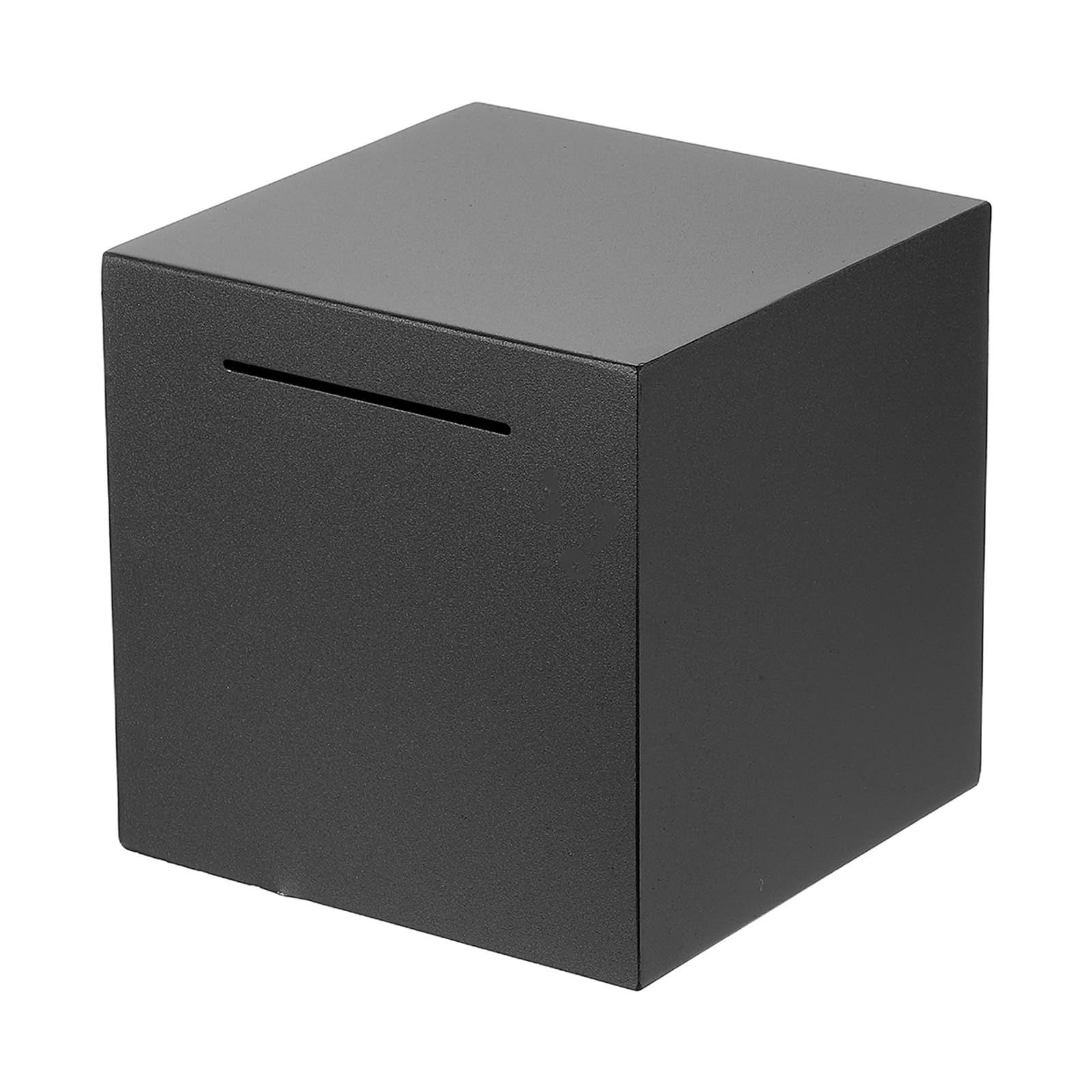 Adult bank stainless steel piggy bank, unbreakable cash and coin savings box piggy bank, children's gift piggy bank (black 15*15*15)